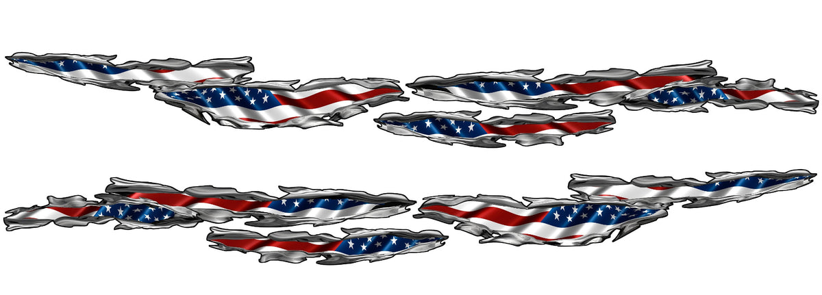 American Flag Chrome Tears Graphic Decals for Cars & Trucks